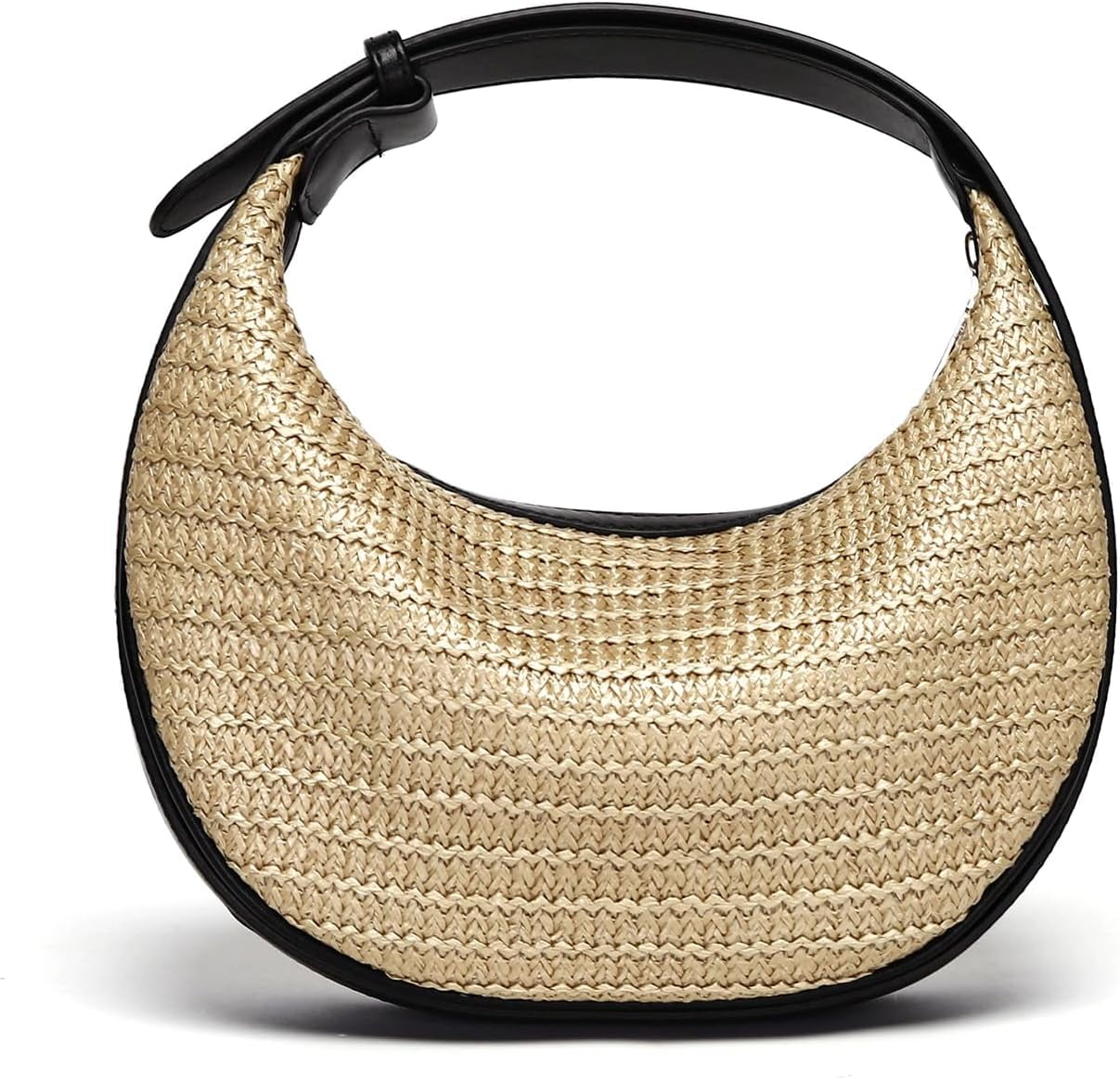 CAILDANL Straw Crossbody Bag for Women Beach Woven Hobo Handbag Summer Chic Crescent Shoulder Purses with Adjustable Strap