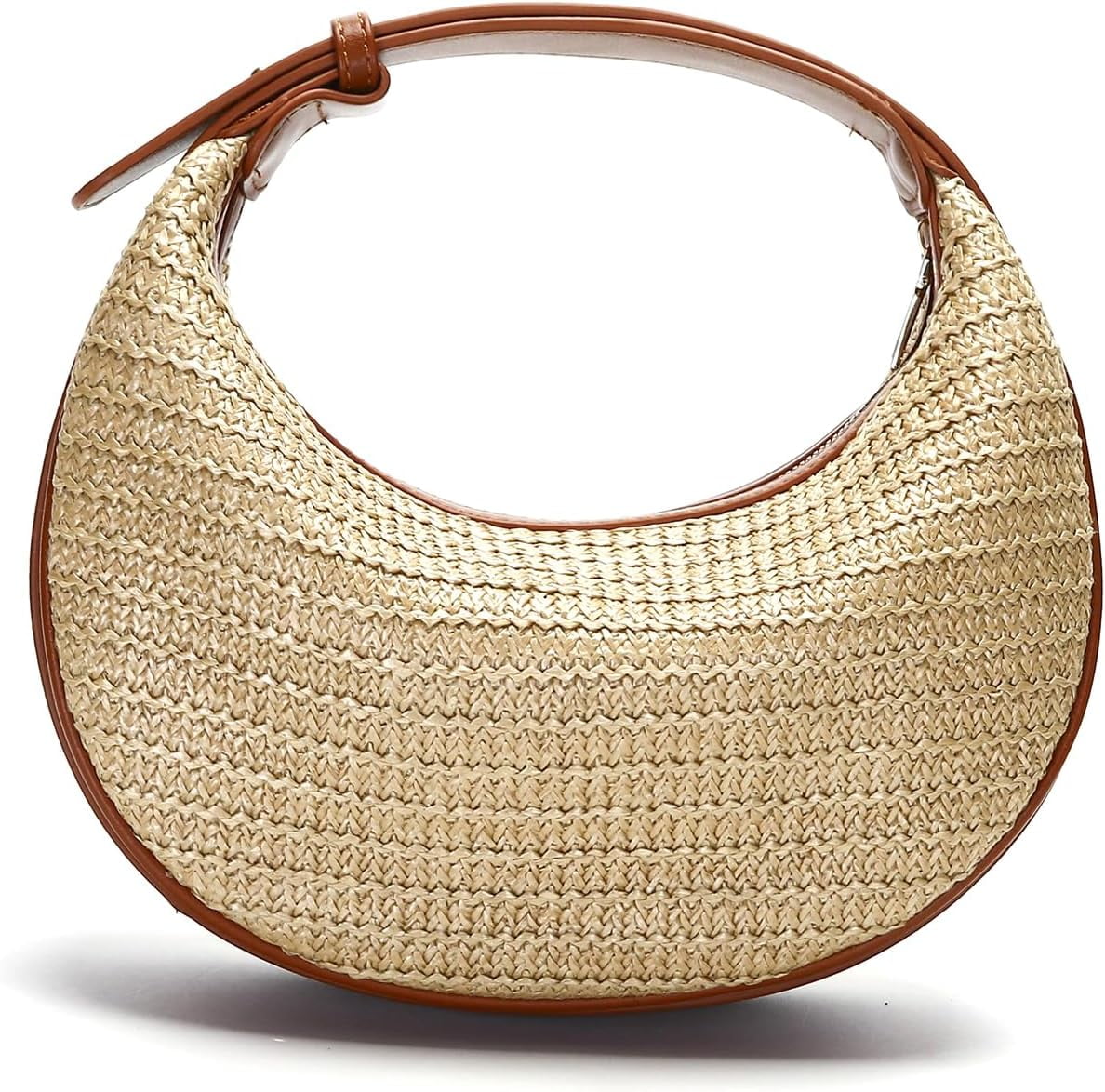 CAILDANL Straw Crossbody Bag for Women Beach Woven Hobo Handbag Summer Chic Crescent Shoulder Purses with Adjustable Strap