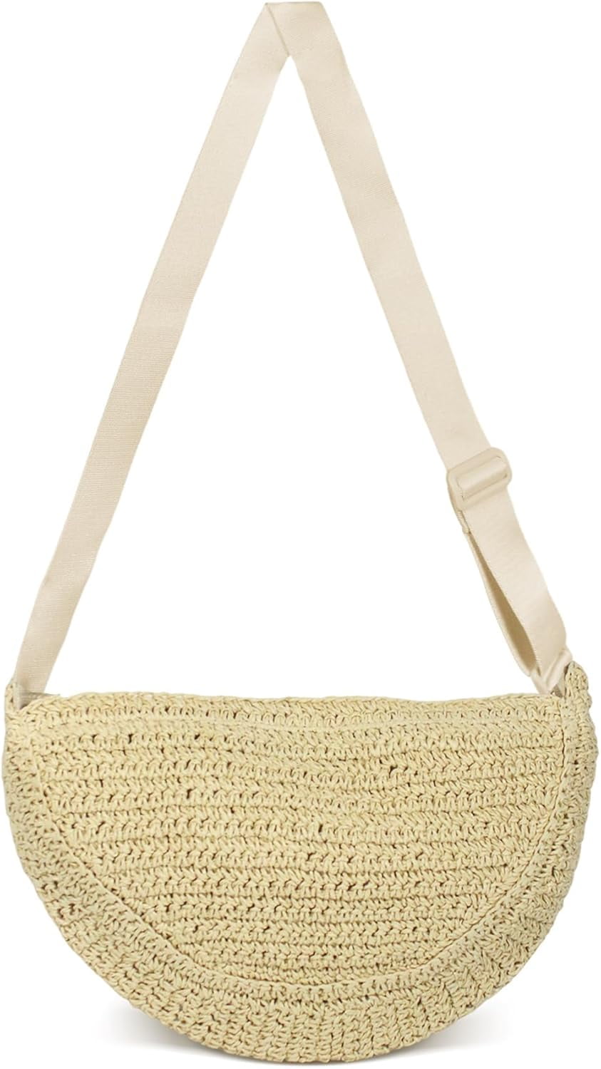 CAILDANL Straw Crossbody Bag for Women Summer Woven Beach Handbag Crescent Shoulder Purses with Adjustable Strap 2025