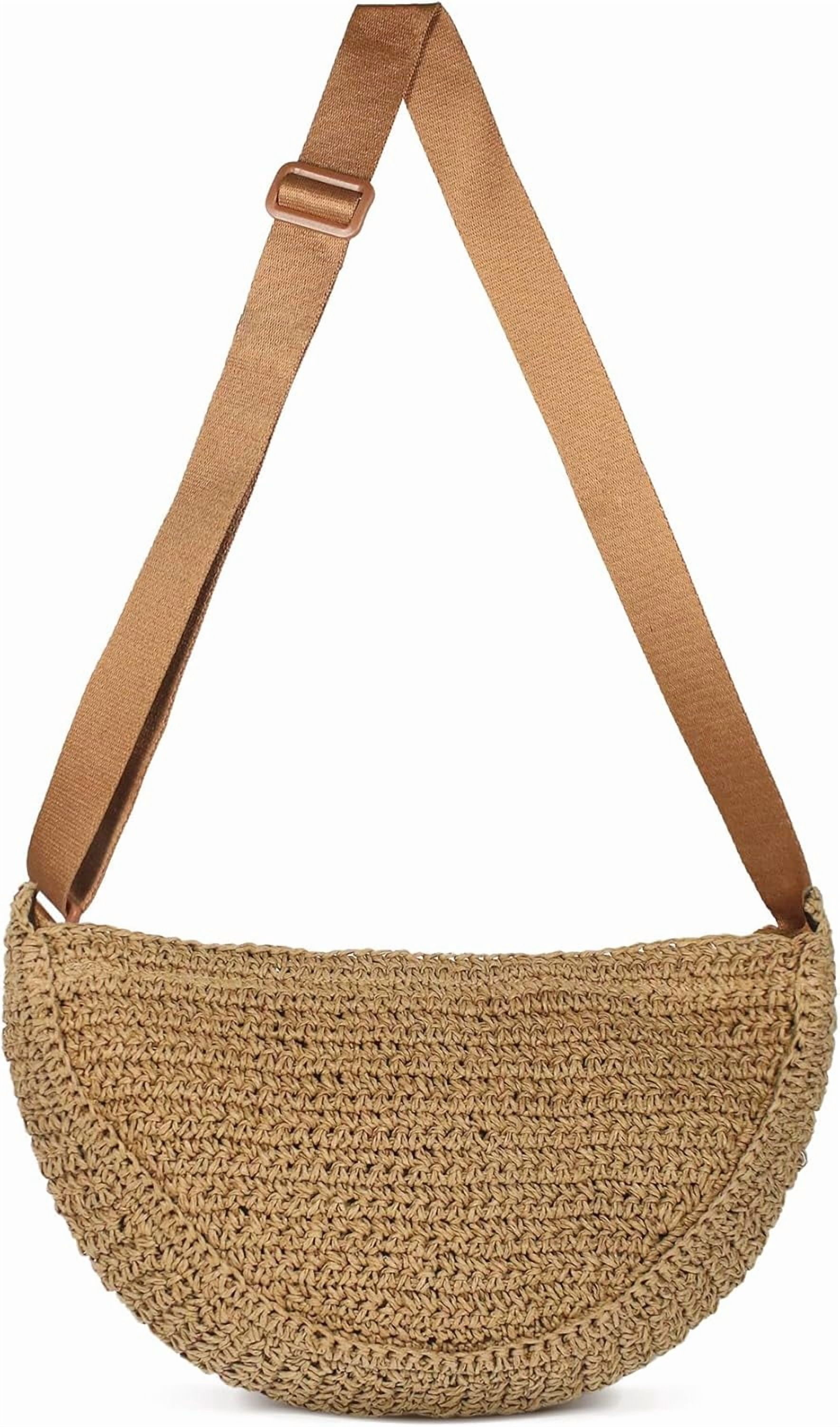 CAILDANL Straw Crossbody Bag for Women Summer Woven Beach Handbag Crescent Shoulder Purses with Adjustable Strap 2025