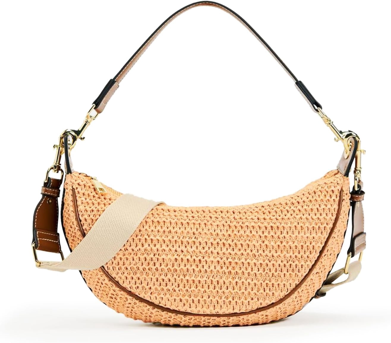 CAILDANL Straw Crossbody Bags for Women Beach Woven Hobo Handbag Summer Chic Crescent Shoulder Purses with Adjustable Strap 2025