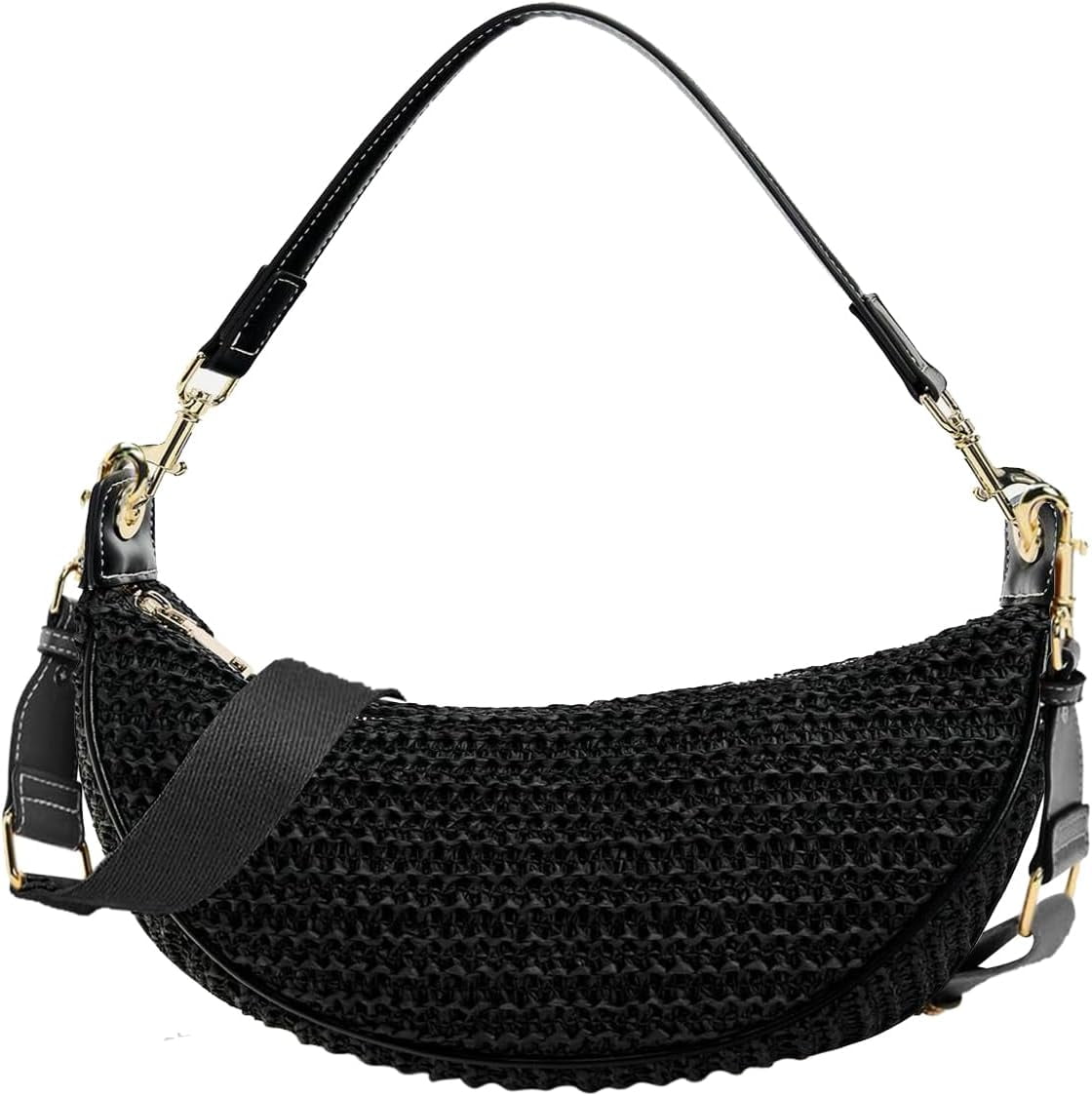 CAILDANL Straw Crossbody Bags for Women Beach Woven Hobo Handbag Summer Chic Crescent Shoulder Purses with Adjustable Strap 2025