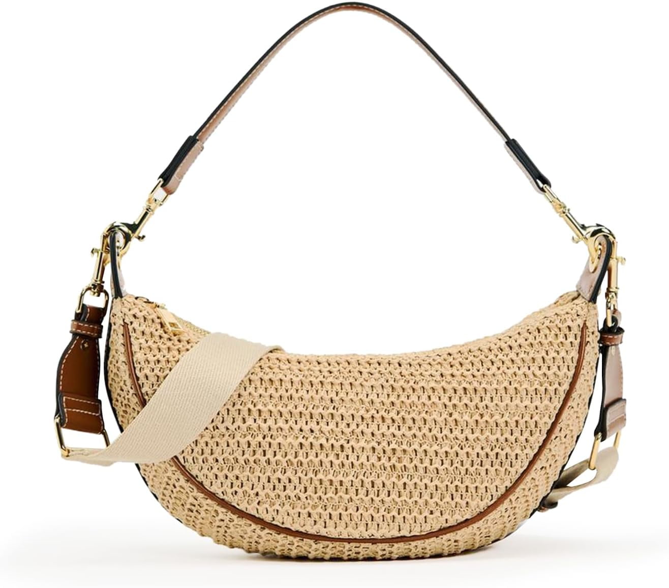CAILDANL Straw Crossbody Bags for Women Beach Woven Hobo Handbag Summer Chic Crescent Shoulder Purses with Adjustable Strap 2025