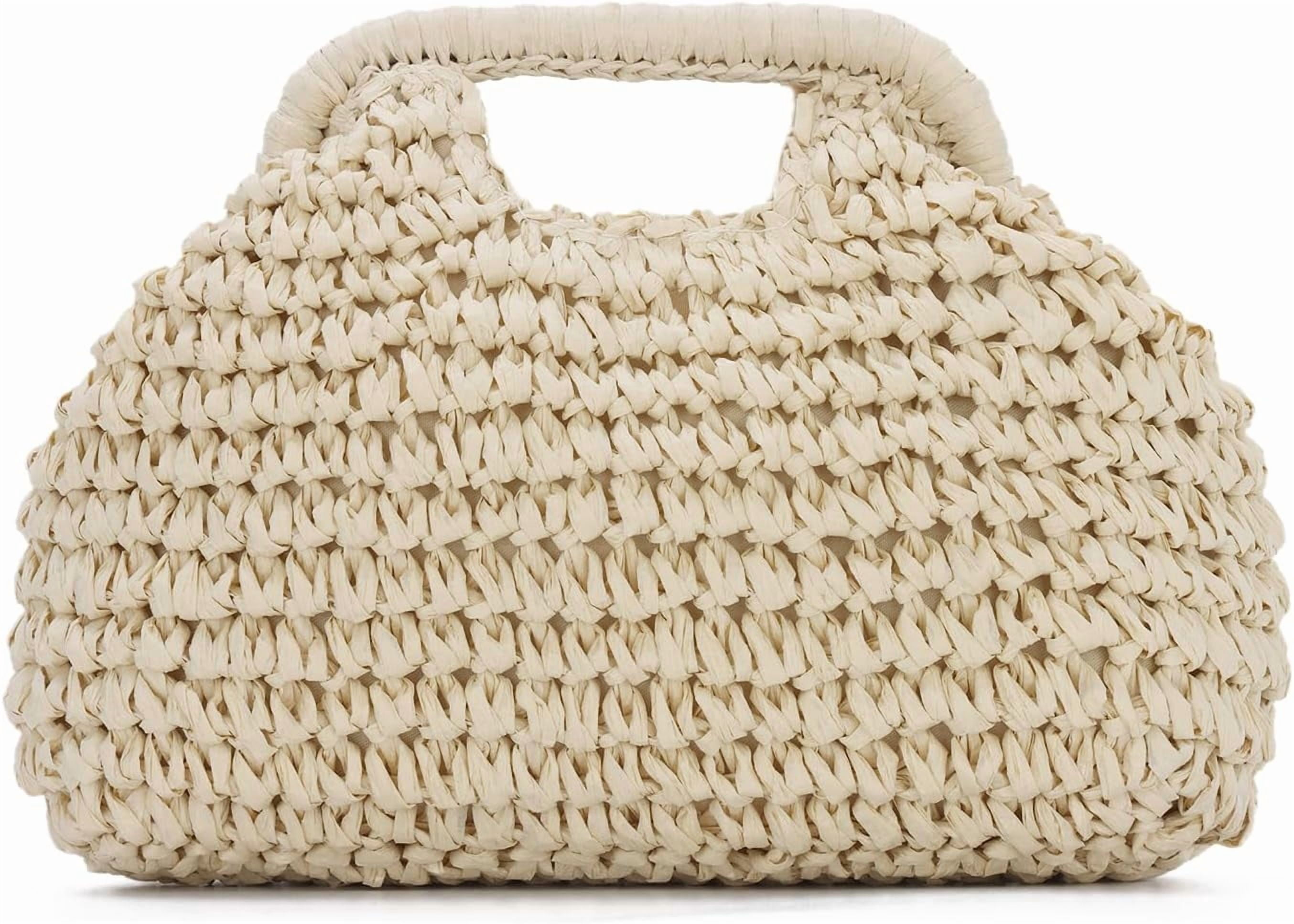 CAILDANL Straw Dumpling Clutch Purse Summer Vacation Beach Crossbody Bag for Women Pouch Straw Woven Handbag