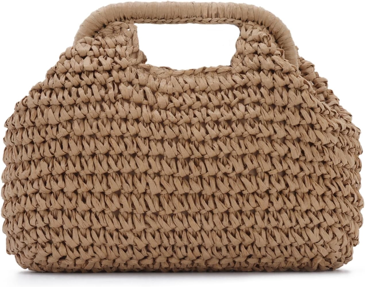 CAILDANL Straw Dumpling Clutch Purse Summer Vacation Beach Crossbody Bag for Women Pouch Straw Woven Handbag