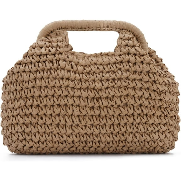 CAILDANL Straw Dumpling Clutch Purse Summer Vacation Beach Crossbody Bag for Women Pouch Straw Woven Handbag