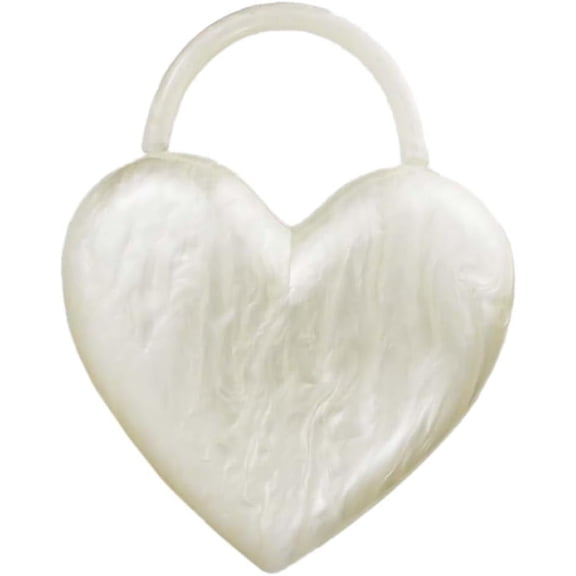 CAILDANL Stylish Women Acrylic Evening Clutch Heart Shape Handbag Amber Top Handle Purse Bag for Party Prom Cocktail