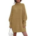 thumbnail image 1 of CAILDANL Sweater Dresses for Women 2025 Fall Fashion Mock Neck Long Lantern Sleeve Oversized Outfits Knit Tops Clothes, 1 of 2