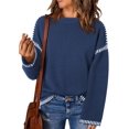 thumbnail image 1 of CAILDANL Sweaters for Women Fashion Solid Crewneck Loose Fit Long Sleeve Contrast Cable Knit Pullover Sweater Jumper Tops, 1 of 2