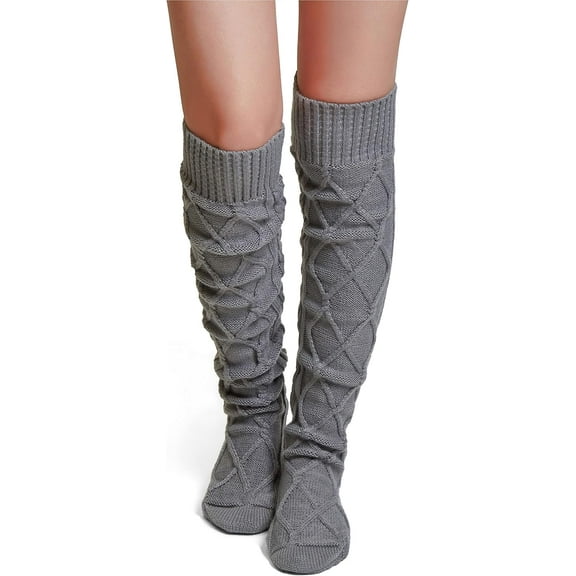 CAILDANL Thigh High Socks for Women Cable Knit Over the Knee Boot Socks, Long Warm Leg Warmers Winter
