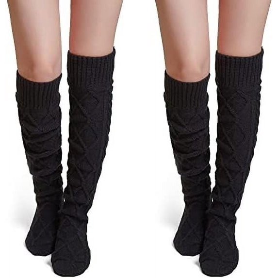 CAILDANL Thigh High Socks for Women Cable Knit Over the Knee Boot Socks, Long Warm Leg Warmers Winter