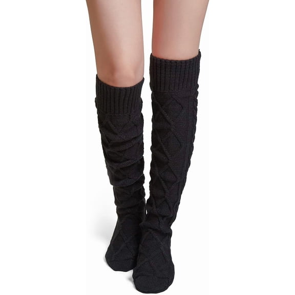 CAILDANL Thigh High Socks for Women Cable Knit Over the Knee Boot Socks, Long Warm Leg Warmers Winter