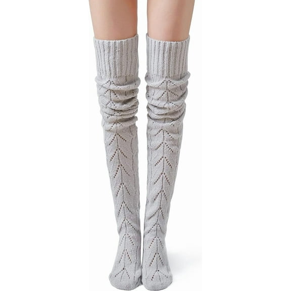 CAILDANL Thigh High Socks for Women Cable Knit Over the Knee Boot Socks, Long Warm Leg Warmers Winter