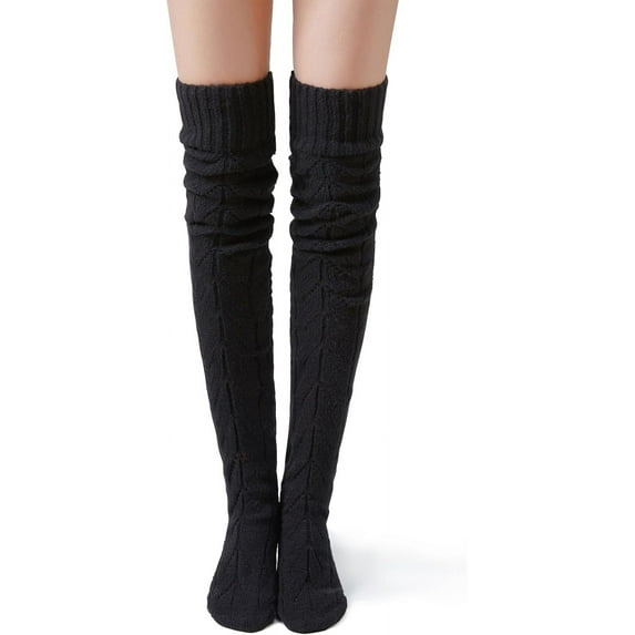 CAILDANL Thigh High Socks for Women Cable Knit Over the Knee Boot Socks, Long Warm Leg Warmers Winter