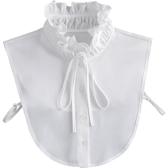 CAILDANL Turtleneck Dickey Collar Shirt False Collar Blouse Elegant Ruffle Collar Button Down Half Shirt for Women