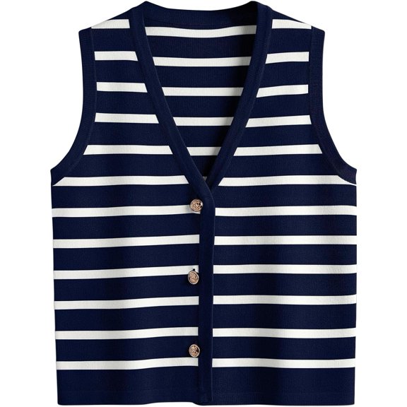 CAILDANL Vest Tops for Women 2025 Fall Outfits Striped Sweaters Button Up Casual Shirts Blouses Jacket Fashion Clothes
