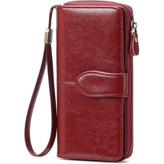 CAILDANL Wallet for Women Clutch RFID Blocking Leather Wristlet Purse Large Capacity Credit Card Holder Zip Around Wallets