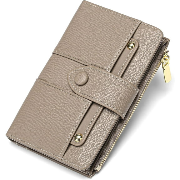 CAILDANL Wallet for Women Leather RFID Blocking Credit Card Holder Bifold Clutch Wallets for Women Zipper Coin with Removable ID Window
