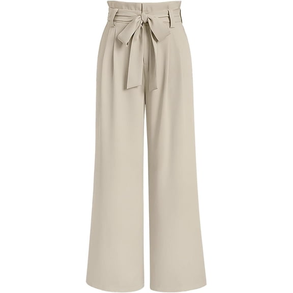 CAILDANL Wide Leg Dress Pants Women's Paperbag High Waisted Business Casual Trousers with Removable Belt
