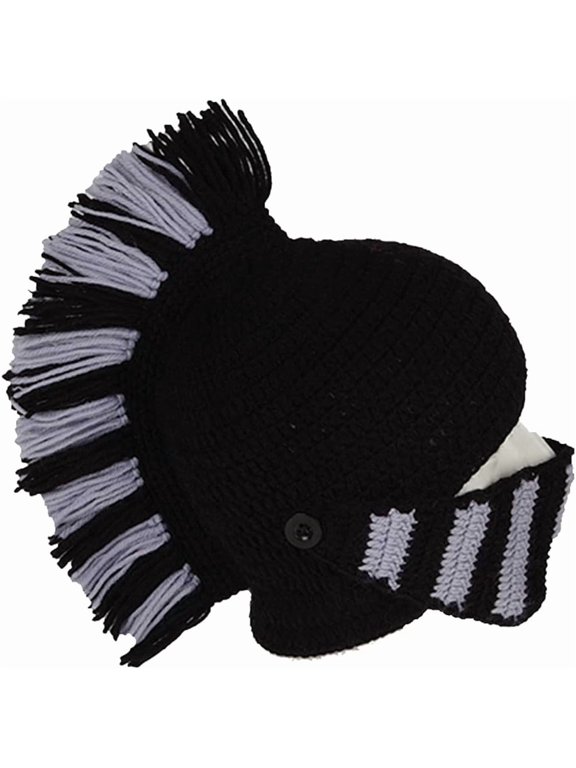 Wig Beard Hats Funny Knit Hat Handmade Winter Beard Facemask Roman Knights Wig Beanie Hat