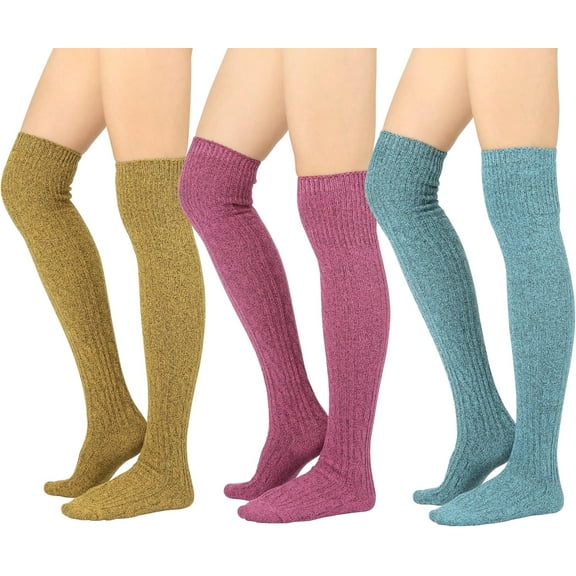 CAILDANL Winter Cozy Cable Knit Over The Knee High Boot Socks
