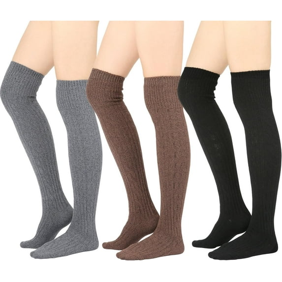 CAILDANL Winter Cozy Cable Knit Over The Knee High Boot Socks