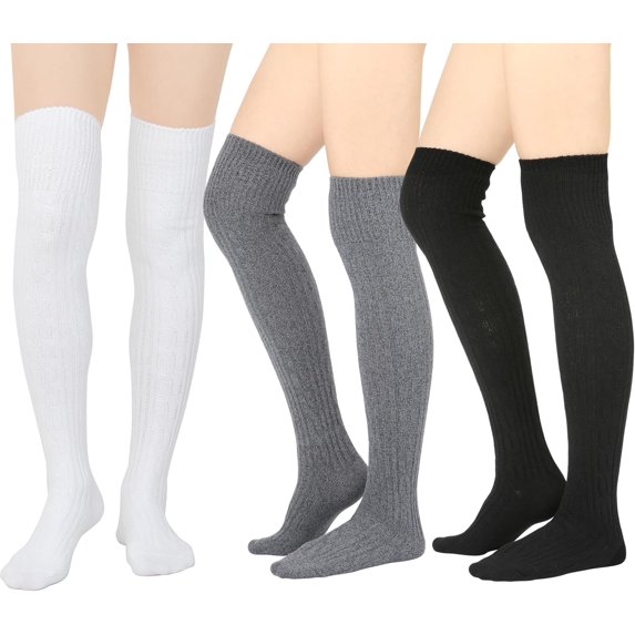 CAILDANL Winter Cozy Cable Knit Over The Knee High Boot Socks