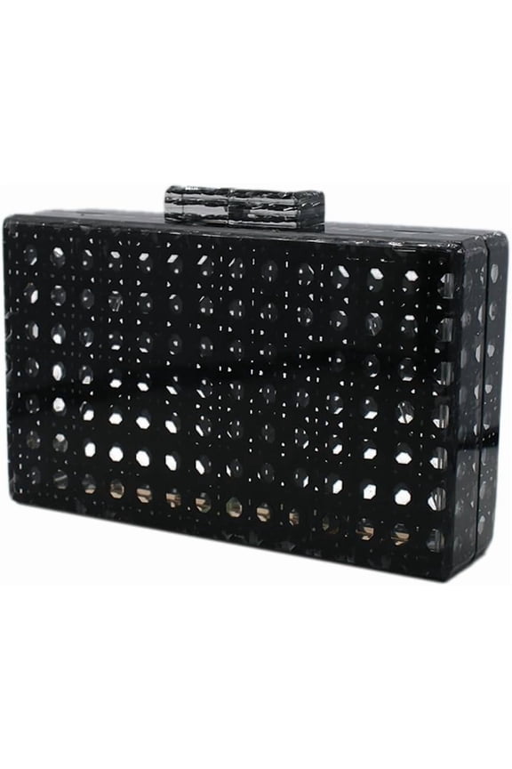 Women Acrylic Handbag Rattan Woven Pattern Square Box Crossbody Handbag Shoulder Bag Chain Purse