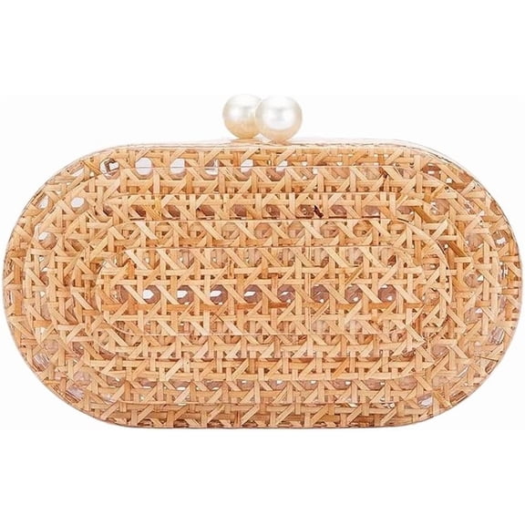 CAILDANL Women Acrylic Handbag Rattan Woven Pattern Square Box Crossbody Handbag Shoulder Bag Chain Purse