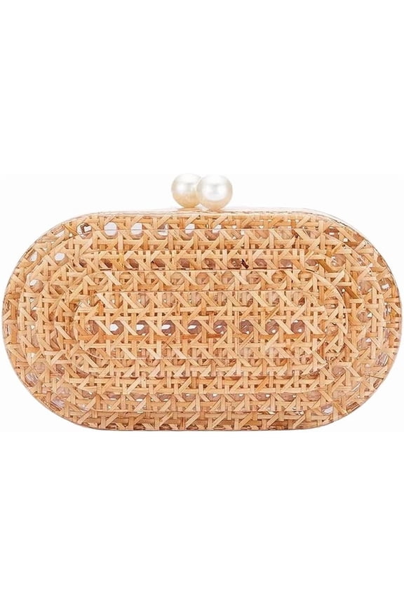 Women Acrylic Handbag Rattan Woven Pattern Square Box Crossbody Handbag Shoulder Bag Chain Purse