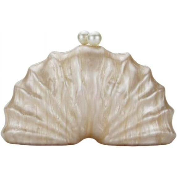 CAILDANL Women Acrylic Shell Shaped Clutch Luxury Marble Acrylic Evening Handbag Unique Chain Shoulder Bag Wedding Party Purses