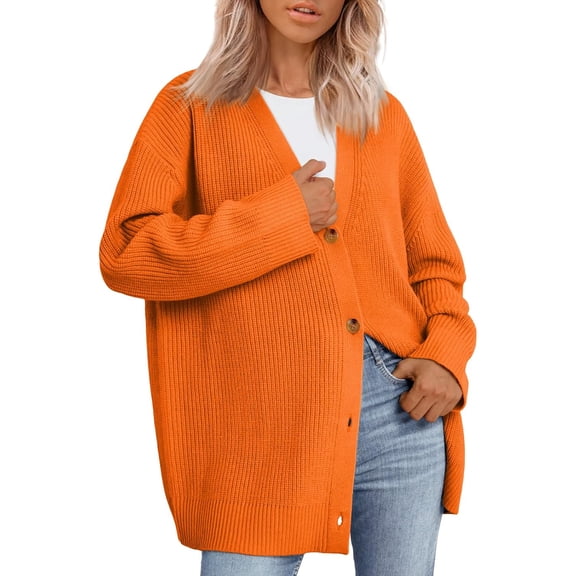CAILDANL Women Oversized Cardigan Sweater 2025 Fall Outfits Cloth Fashion V Neck Knit Button Front Casual Trendy Tops