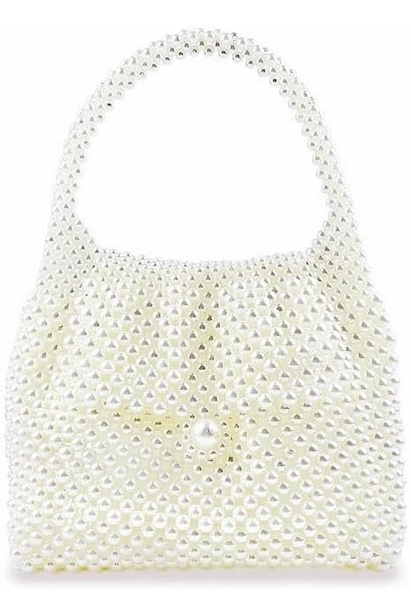 Women Pearl Clutch Bag Beaded Handbag Purse Wedding Bridal Evening Bag Elegant Shoulder Bag for Formal Party