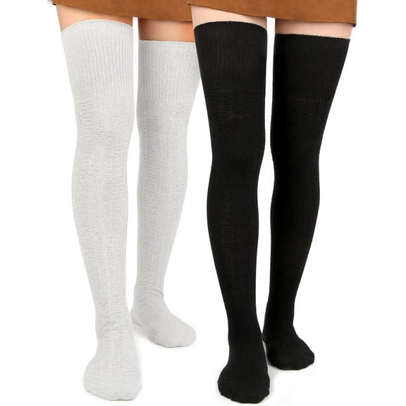 CAILDANL Women Thigh High Socks Extra Long Cotton Knit Warm Thick Tall Long Boot Stockings Leg Warmers
