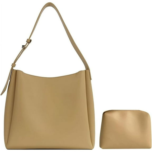 CAILDANL Women Tote Bag with Pouch Faux Leather Shoulder Bag Hobo Handbag Casual College Tote Bag