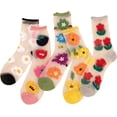 thumbnail image 1 of CAILDANL Women's 4 Pairs Sheer Mesh Flower Patterned Thin Casual Crew Socks Transparent Cute Summer Socks, 1 of 5
