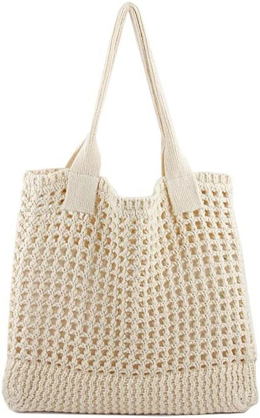 CAILDANL Women's Beach Tote Bag, Crochet Knit Hollow Design, Stylish Tote for Beach,Travel and Everyday Use Aesthetic Handbag