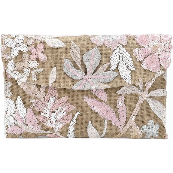 CAILDANL Women's Floral Embroidery Sequin Evening Beaded Clutch Bags Party Purses