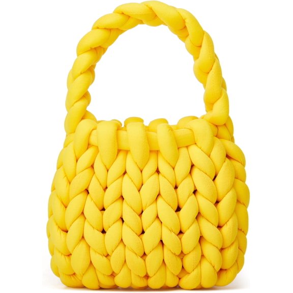 CAILDANL Women's Knit Clutch Bag Handmade Woven Polyeater Knit Satchel Purse Handbag Shoulder Solid Color Bag