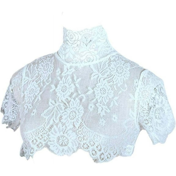CAILDANL Women's Lace Turtleneck Detachable Fake Collar Half Shirt Blouse Lace Flower Pullover Simple Shirt Collar Collar