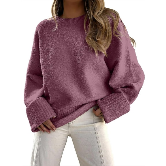 CAILDANL Women's Oversized Sweaters 2025 Long Sleeve Fuzzy Knit Casual Chunky Pullover Sweater Fall Outfits Clothes