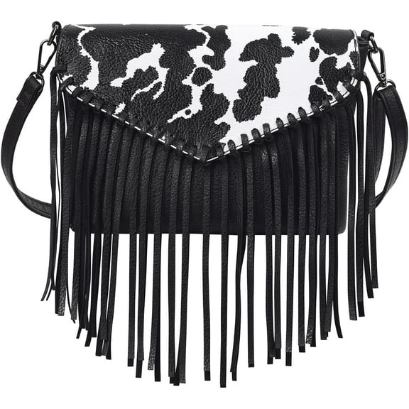 CAILDANL Women's PU Leather Hobo Fringe Crossbody Tassel Purse Vintage Small Handbag
