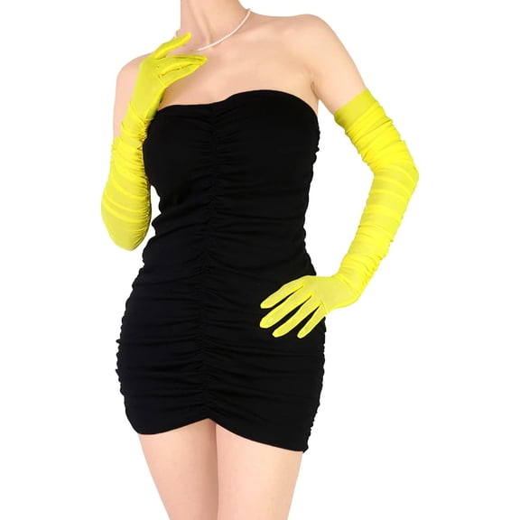 CAILDANL Women's Sexy Sheer Gloves Mesh Tulle Super Long Gloves Opera Christmas Costume Party Dance Glove