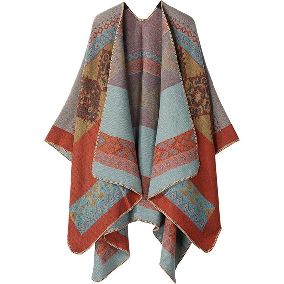 CAILDANL Women's Shawl Wraps Open Front Poncho Cape Oversized Sweaters Casual Cardigan Shawls for Fall Winter