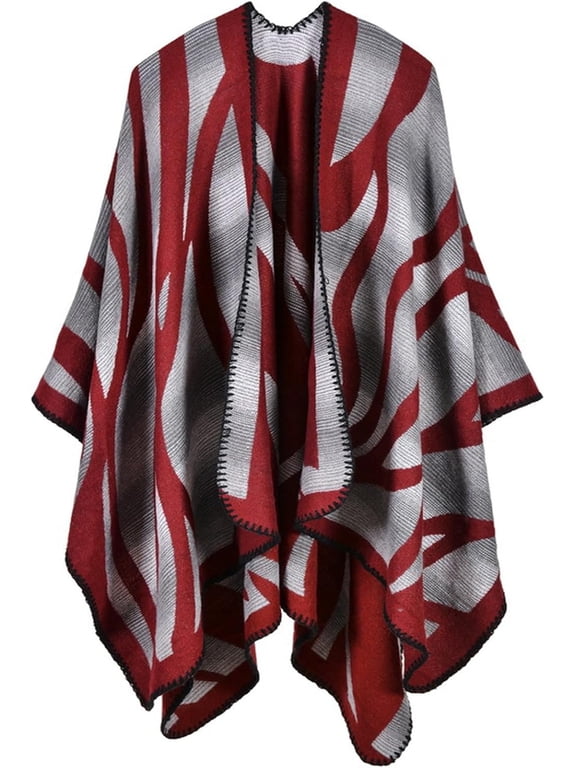 Women's Shawl Wraps Open Front Poncho Cape Oversized Sweaters Casual Cardigan Shawls for Fall Winter