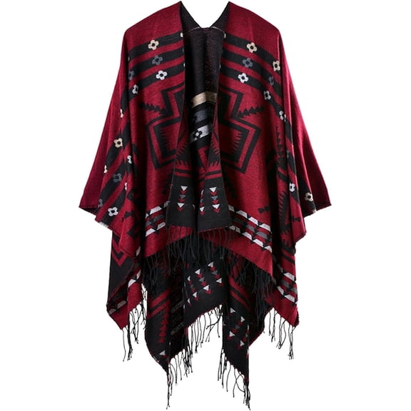 CAILDANL Women's Shawl Wraps Open Front Poncho Cape Oversized Sweaters Casual Cardigan Shawls for Fall Winter