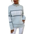 thumbnail image 1 of CAILDANL Women’s Snowflake Sweater Casual Long Sleeve Knitted Pullover Sweaters Crewneck Loose Jumper Tops, 1 of 2