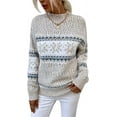 thumbnail image 1 of CAILDANL Women’s Snowflake Sweater Casual Long Sleeve Knitted Pullover Sweaters Crewneck Loose Jumper Tops, 1 of 2