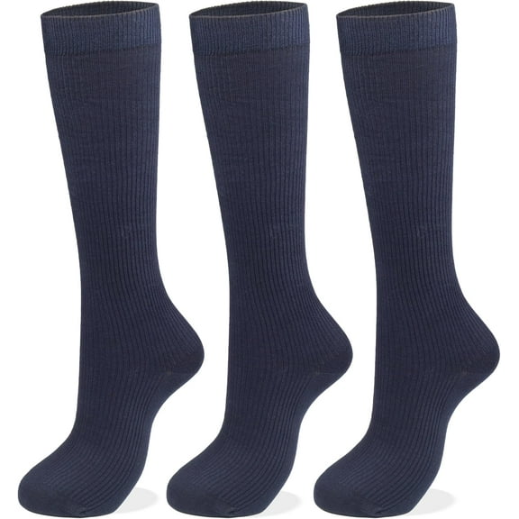 CAILDANL Women's Soft Combed Cotton Knee High Long Socks Seamless Toe Black White Gray Navy Blue