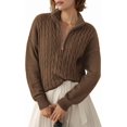 thumbnail image 1 of CAILDANL Women's Sweaters 2025 Fall Winter Quarter Zip Casual Ribbed Cable Knit Pullover, 1 of 2